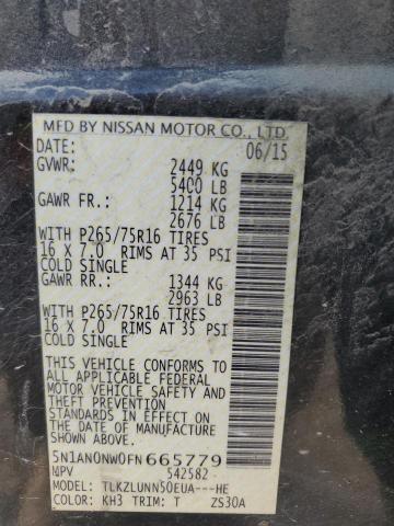 NISSAN XTERRA 2015 VIN 5N1AN0NW0FN665779