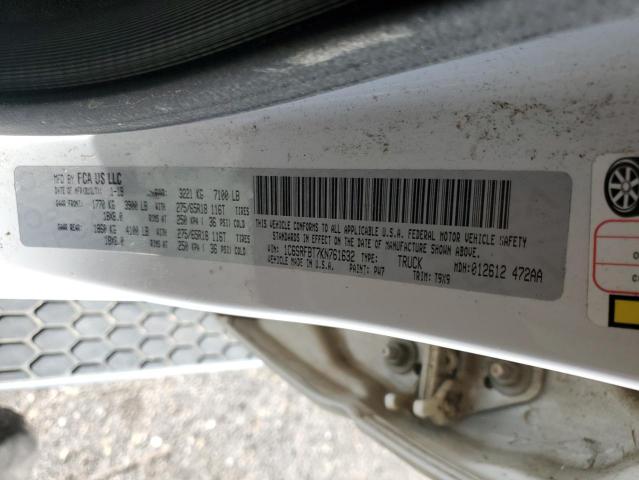 RAM 1500 2019 VIN 1C6SRFBT7KN761632