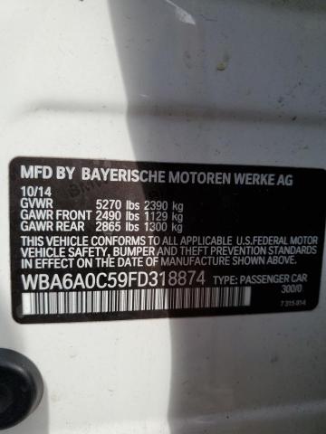 BMW 6 SERIES 2015 VIN WBA6A0C59FD318874