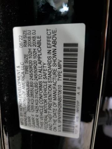 HONDA PILOT 2022 VIN 5FNYF6H28NB070610