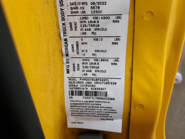 GMC SAVANA 2022 VIN 7GZ37TC76NN003369