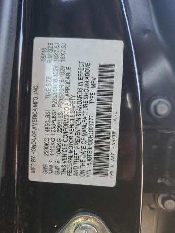 ACURA RDX 2017 VIN 5J8TB3H36HL003777