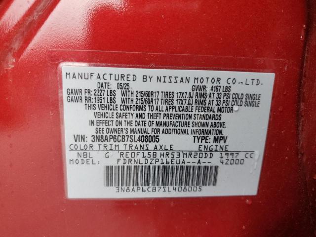 NISSAN KICKS 2025 VIN 3N8AP6CB7SL408005