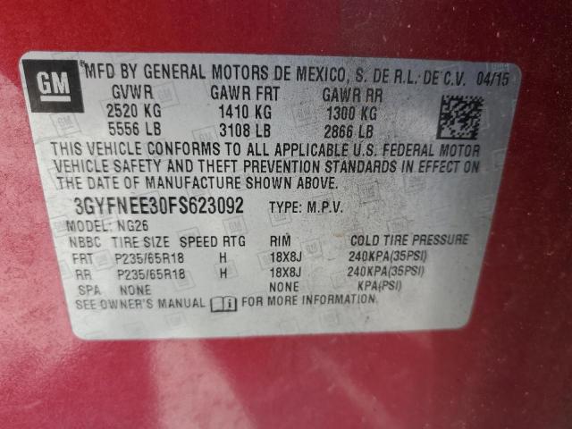 CADILLAC SRX 2015 VIN 3GYFNEE30FS623092