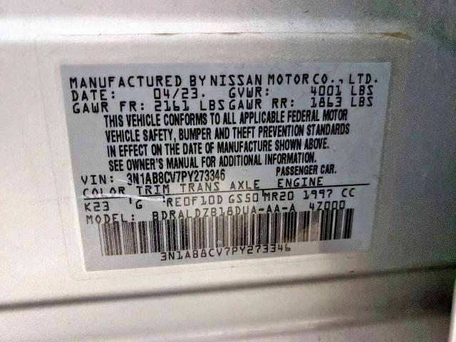 NISSAN SENTRA 2023 VIN 3N1AB8CV7PY273346