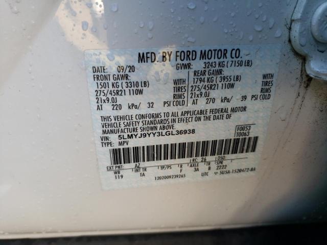 LINCOLN AVIATOR 2020 VIN 5LMYJ9YY3LGL36938