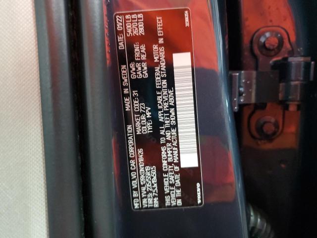 VOLVO XC60 B5 MO 2022 VIN YV4L12RK0N1018426