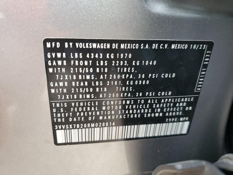 VOLKSWAGEN TAOS SE 2024 VIN 3VVSX7B26RM028814