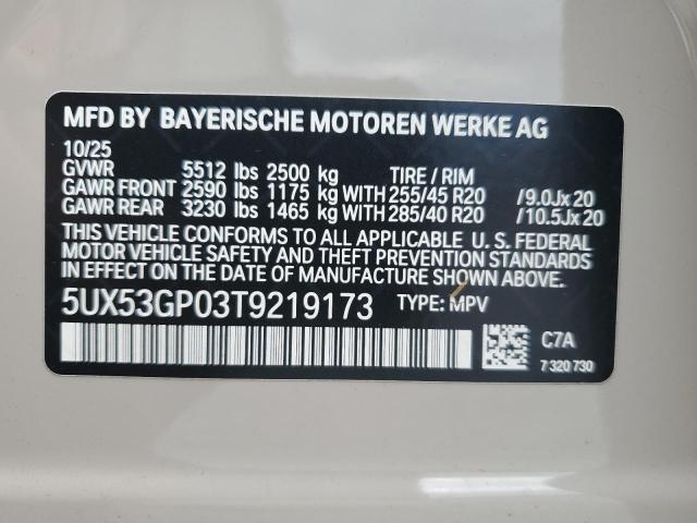 BMW X3 30 XDRI 2026 VIN 5UX53GP03T9219173