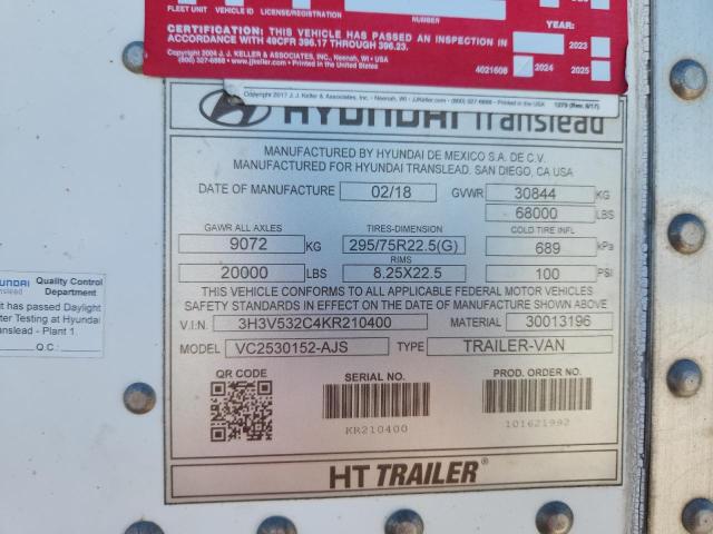 HYUNDAI ALL OTHER 2019 VIN 3H3V532C4KR210400