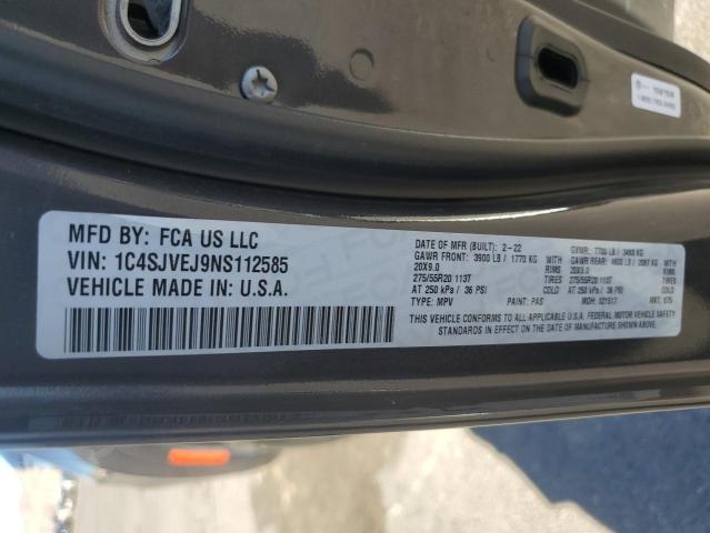 JEEP GRAND WAGO 2022 VIN 1C4SJVEJ9NS112585