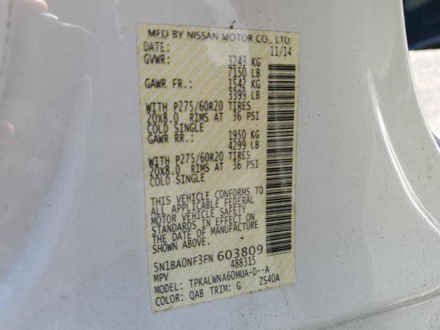 NISSAN ARMADA 2015 VIN 5N1BA0NF3FN603809