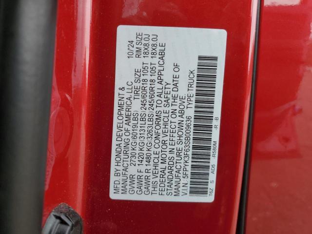 HONDA RIDGELINE 2025 VIN 5FPYK3F63SB009636