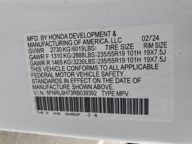 HONDA ODYSSEY SP 2024 VIN 5FNRL6H73RB039392