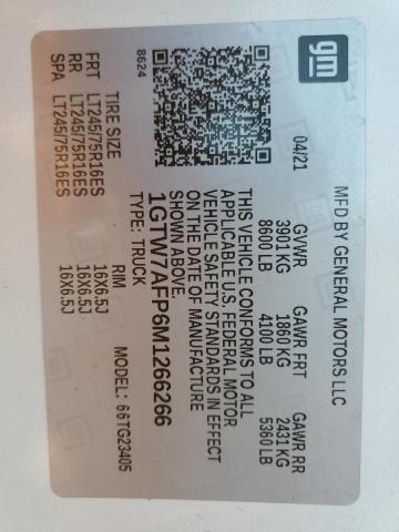 GMC SAVANA 2021 VIN 1GTW7AFP6M1266266