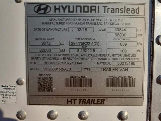 HYUNDAI TRAILER 2019 VIN 3H3V532C9KR210344