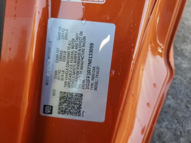 CHEVROLET CAMARO LT1 2022 VIN 1G1FF1R77N0133059