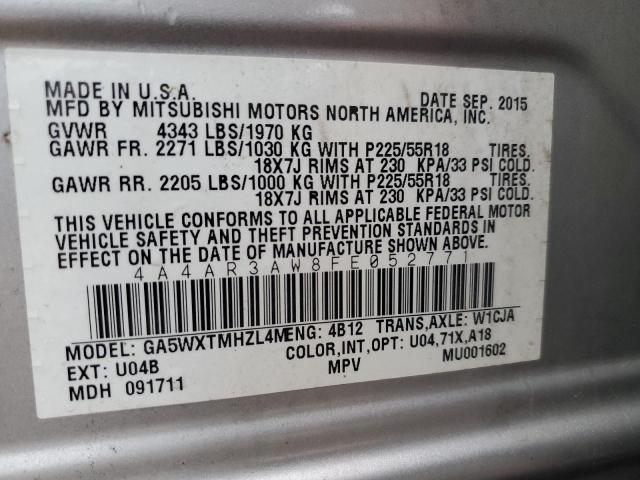 MITSUBISHI OUTLANDER 2015 VIN 4A4AR3AW8FE052771