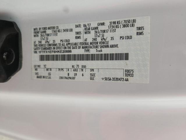 FORD F-150 2017 VIN 1FTFX1EF6HKE20886