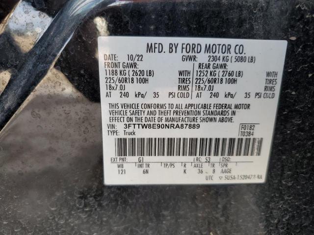 FORD MAVERICK 2022 VIN 3FTTW8E90NRA87889