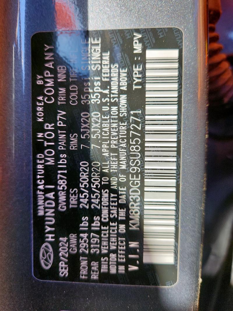 HYUNDAI PALISADE X 2025 VIN KM8R3DGE9SU857271