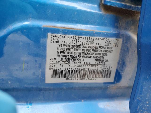 NISSAN SENTRA 2021 VIN 3N1AB8DV0MY296610