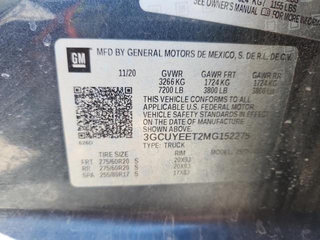 CHEVROLET ALL Models 2021 VIN 3GCUYEET2MG152275