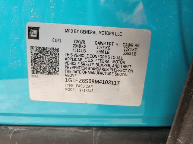 CHEVROLET BOLT 2021 VIN 1G1FZ6S09M4103117