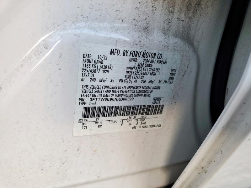 FORD MAVERICK 2022 VIN 3FTTW8E96NRB00399