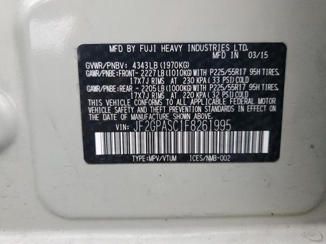 SUBARU XV 2015 VIN JF2GPASC1F8261995