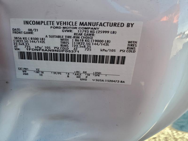 FORD F650 2022 VIN 1FDNF6AN9NDF05371