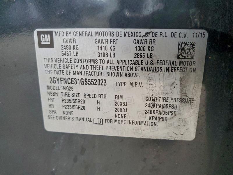 CADILLAC SRX 2016 VIN 3GYFNCE31GS552023