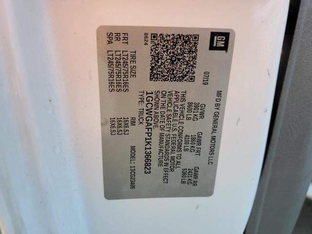 CHEVROLET EXPRESS 2019 VIN 1GCWGAFP1K1366823