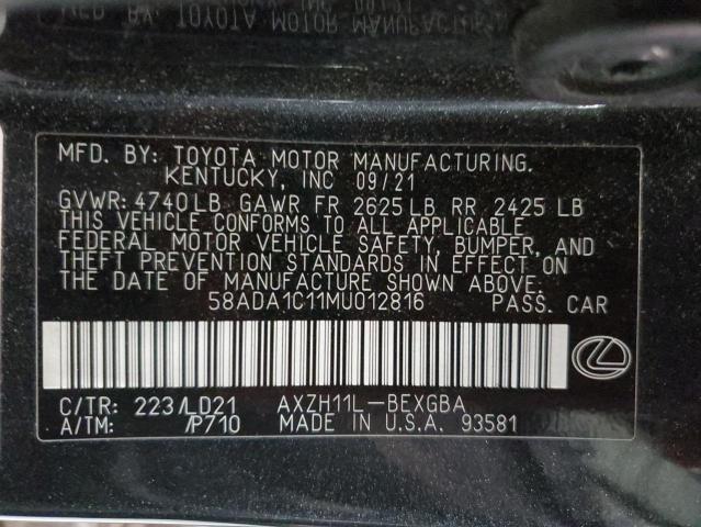 LEXUS ES300 2021 VIN 58ADA1C11MU012816