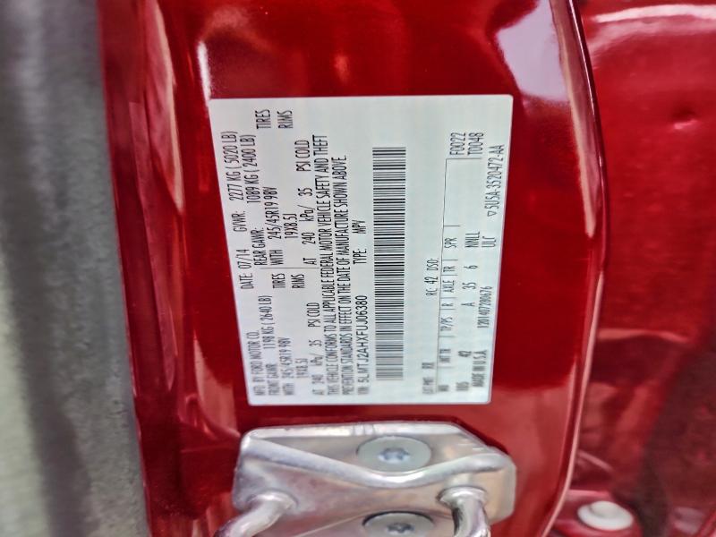 LINCOLN MKZ 2015 VIN 5LMTJ2AHXFUJ06380