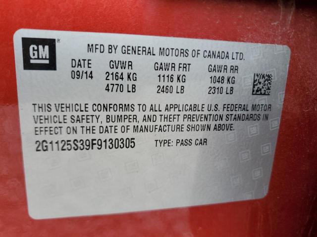 CHEVROLET IMPALA 2015 VIN 2G1125S39F9130305