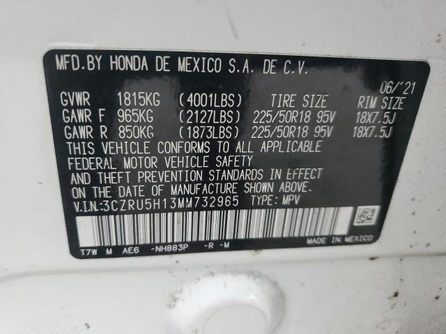 HONDA HR-V 2021 VIN 3CZRU5H13MM732965