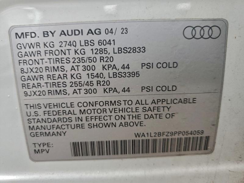 AUDI Q4 E-TRON 2023 VIN WA1L2BFZ9PP054059