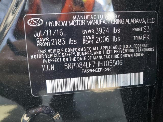 HYUNDAI ELANTRA 2017 VIN 5NPD84LF7HH105506