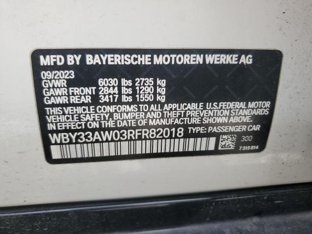 BMW I4 M50 2024 VIN WBY33AW03RFR82018