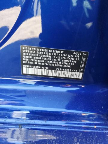 VOLKSWAGEN GOLF R 20T 2023 VIN WVWBB7CDXPW192769