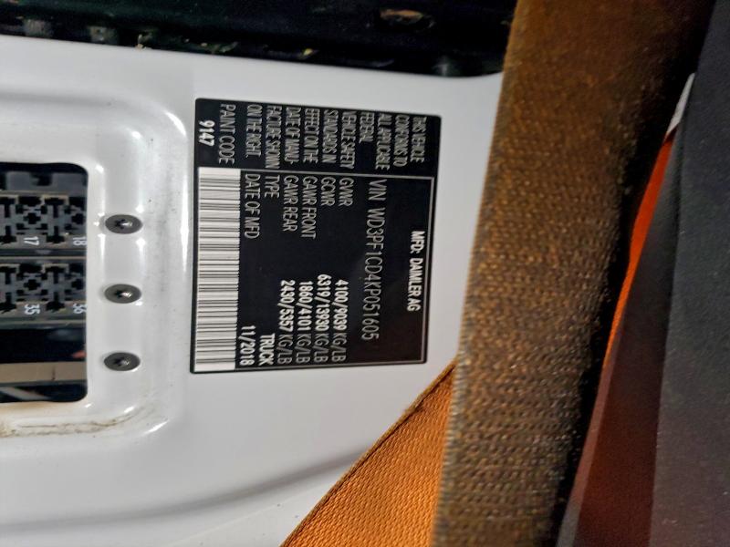 MERCEDES-BENZ SPRINTER 2019 VIN WD3PF1CD4KP051605