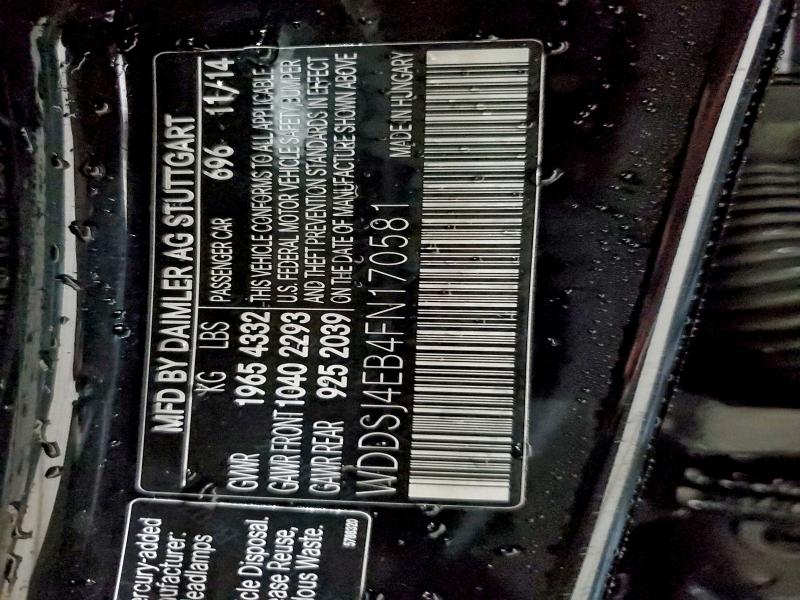 MERCEDES-BENZ CLA-CLASS 2015 VIN WDDSJ4EB4FN170581