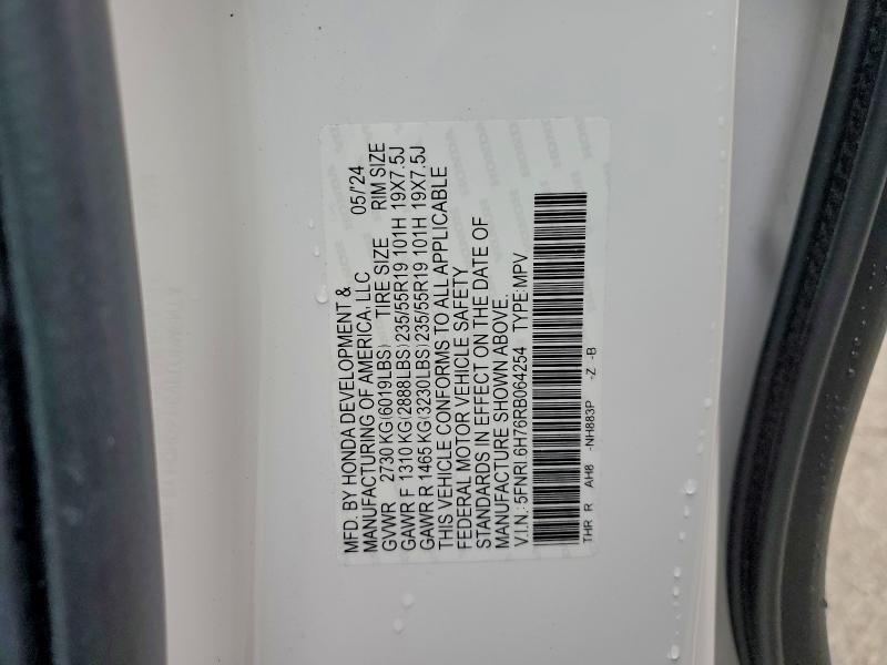 HONDA ODYSSEY SP 2024 VIN 5FNRL6H76RB064254