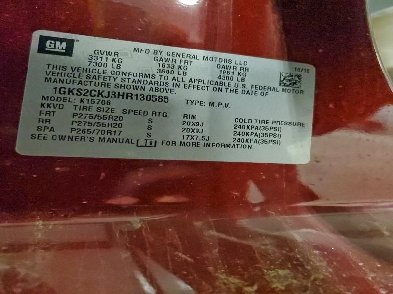 GMC YUKON 2017 VIN 1GKS2CKJ3HR130585