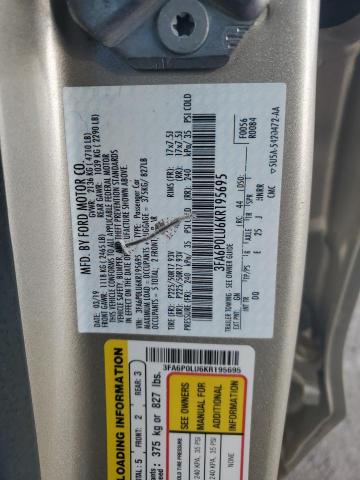 FORD FUSION 2019 VIN 3FA6P0LU6KR195695