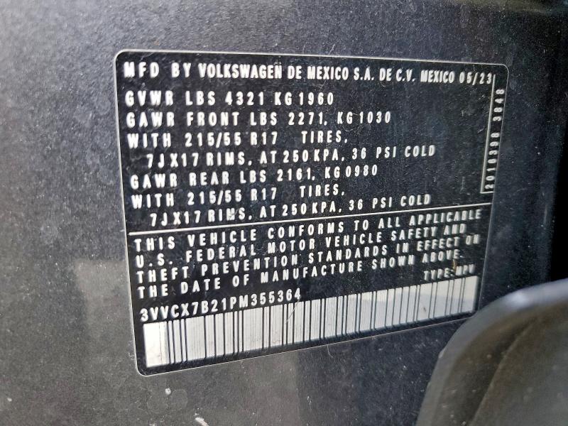 VOLKSWAGEN TAOS S 2023 VIN 3VVCX7B21PM355364