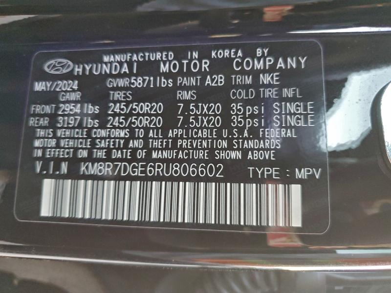 HYUNDAI PALISADE 2024 VIN KM8R7DGE6RU806602