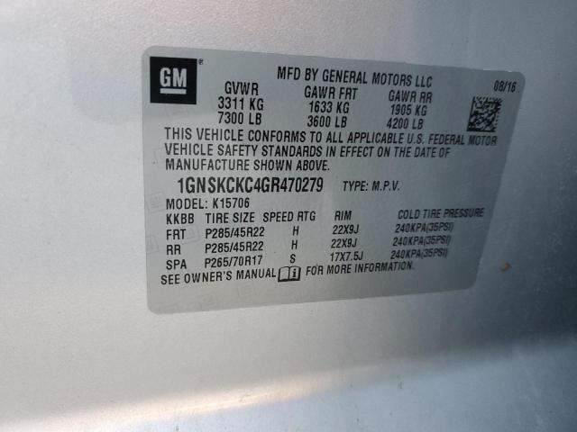 CHEVROLET TAHOE 2016 VIN 1GNSKCKC4GR470279