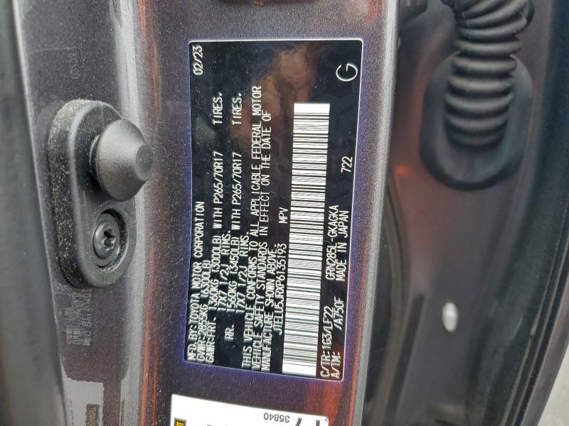 TOYOTA 4RUNNER SE 2023 VIN JTELU5JRXP6135193